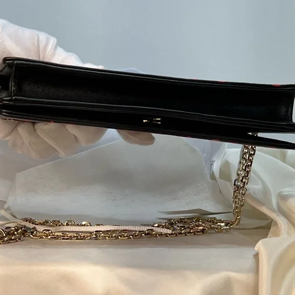 DIOR LIMITED EDITION Black Calfskin Wallet-on-Chain with Red Heart & Club motif - Picture 6 of 12